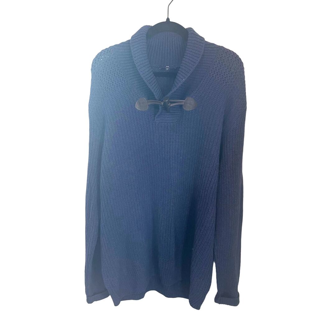 Gap Shawl Collar with Toggle Knit Sweater Cotton & Wool Navy Blue Men's sz. XL
